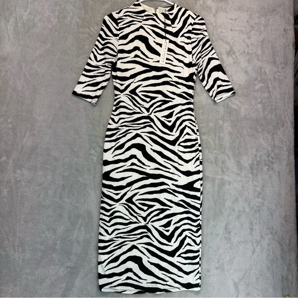 ALICE + OLIVIA Zebra-Print Sheath Bodycon Dress Size 6 - Picture 6 of 12